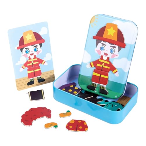 Reisepuzzles für Kinder, Spielzeug, Magnetpuzzles, Vorschul-Lernspielzeug, magnetische Anziehpuppe, Rollenspielspielzeug, Charakter-Puzzle zum Verkleiden und Ausdruckswechsel für Kinder ab 3 Jahren von Jingmiger