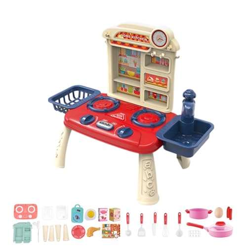 Spielzeugküche für Kleinkinder,Küchen-Kinderspielset | 27-teiliges Set mit Spielzeugküchen-Spielset,Leuchtendes, realistisches, tragbares Küchenspielset mit Musik für Kleinkinder ab 3 Jahren zum Gebur von Jingmiger