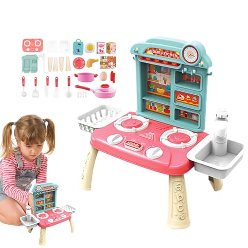 Stellen Sie sich vor, Sie kochen Essensset, Spielzeugküche für Kleinkinder,27-teiliges Set mit Spielzeugküchen-Spielset | Leuchtendes, realistisches, tragbares Küchenspielset mit Musik für Kleinkinder von Jingmiger