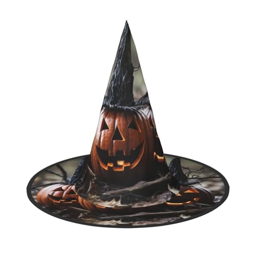 Jingong Happy Halloween Print Halloween Hexenhut Faltbarer Spitzhut Partyzubehör Halloween Kostüm Zubehör von Jingong