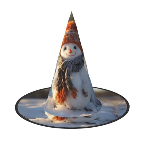 Jingong Happy Snowman Print Halloween Hexenhut Faltbarer Spitzhut Partyzubehör Halloween Kostüm Zubehör von Jingong