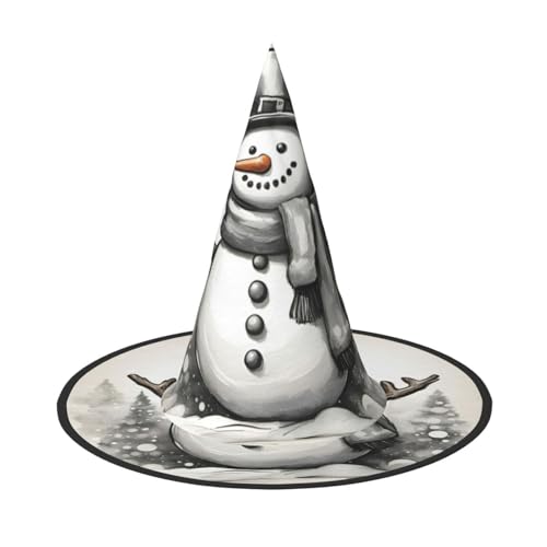 Jingong Weihnachts-Schneemann, 1 Druck, Halloween-Hexenhut, faltbarer Spitzhut, Partyzubehör, Halloween-Kostüm-Zubehör von Jingong