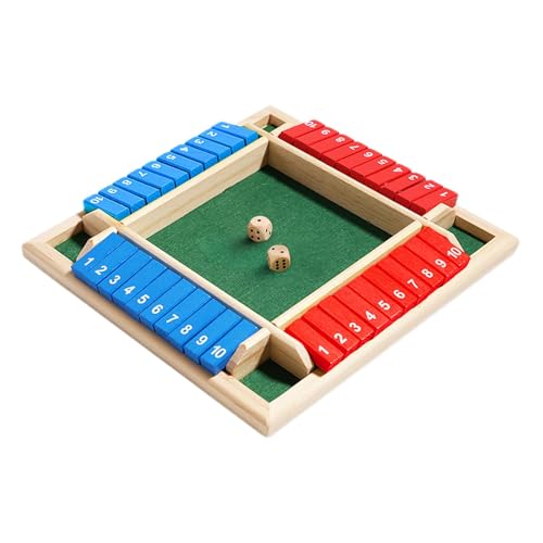 Shut The Box Spiel Holz Brettspiel für 2-4 Spieler, Traditionelle 10 Zahlen Würfelspiel Lernspielzeug Kinder, Traditional Pub Board Kneipen Spiele für Erwachsene, Familienspiele Reisespiele für Kinder von Jingyash