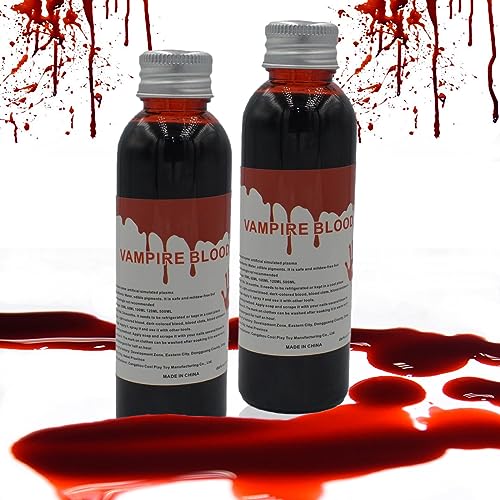 Jingyukj künstliches blutKünstliches Halloween Blut Filmblut Vampirblut Zombieblut Profi Kunstblut 2x60mL,abwaschbares Kunstblut für Cosplay,Bühne,Theater,Partei,Verkleidung,Make-up Fake Blood von Jingyukj