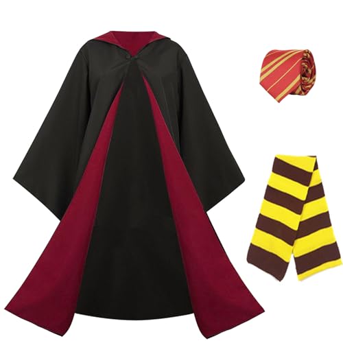 JinkySier Magier Robe, Zauberer Robe für kinder, 3 Pcs Zauberer Cosplay Kostüm, Kinder Cosplay Umhang, Magier Kostüm, für Maskerade, Halloween, Karneval(145cm) von JinkySier