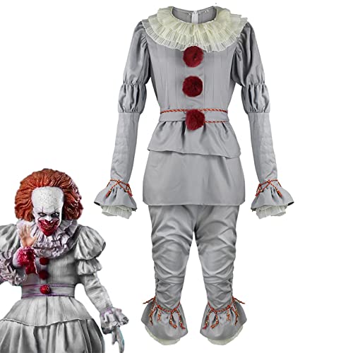 Jinmen Pennywise Kostüme, Pennywise Halloween Kostü , Clown Kostü IT Cosplay Outfit, It Movie Kapitel 2 Pennywise Cosplay Kostü , Halloween Karneval Party Horror Verkleidung Kostüme, Rollenspiel von Jinmen