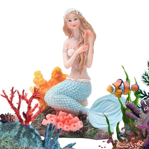 Little Mermaid Aquarium Dekoration Miniatur Figur aus Harz 6 Stile Aquarium Dekoration Büro Thema Zubehör für Haustiere von Jinyilwn