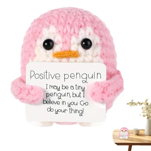 Positive Pinguine - Positive Häkeltiere - Gestrickte Positive Pinguine | Nette Kleine Emotionale Unterstützung Capybara Pinguine Mit Positiven Karten Für Wohnkultur von Jinyilwn