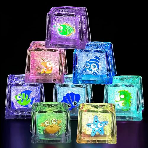 Jiosdo Badespielzeug Baby, LED Eiswürfel Badewannenspielzeug, Wasserspielzeug Baby Badewanne Spielzeug Kinder, Leuchtet Sensorik Spielzeug, Bath Toys Geschenke für Jungen und Mädchen (8PCS) von Jiosdo