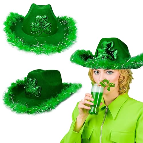 Jipersuo Glitzernde St. Patrick's Day Hut mit goldener Dreifaltigkeitskleeblatt irischen Stil Party Performance Requisiten Festtagsdekoration (E) von Jipersuo