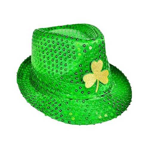 Jipersuo Glitzernde St. Patrick's Day Hut mit goldener Dreifaltigkeitskleeblatt irischen Stil Party Performance Requisiten Festtagsdekoration (H) von Jipersuo