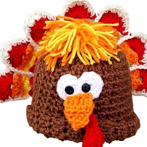 Jiqoe 3D Truthahnhut Für Erwachsene Und Kinder Strickmütze Handgefertigte Häkelmütze Thanksgiving Foto Requisiten Kappe Lustiger Kostümhut Truthahnhut Verstellbare Größe Hut Urlaubsdekoration Hut von Jiqoe