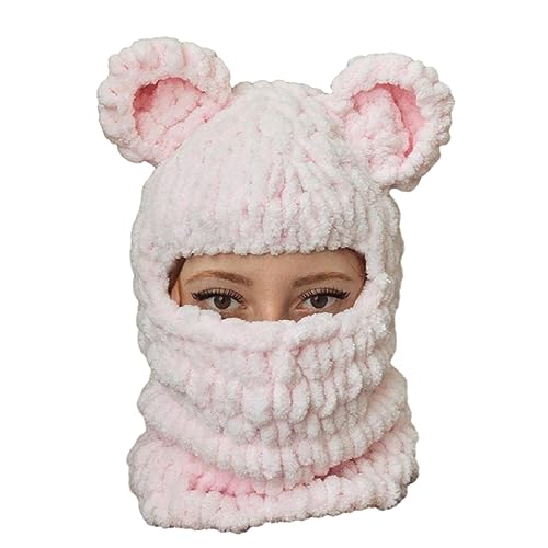 Jiqoe Bärenhut Halloween Kopfbedecke Für Freien Gestrickte Panda Ohren Chenille Garn Große Gestrickte Ohren Winter von Jiqoe