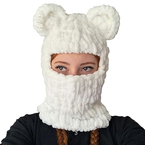 Jiqoe Bärenhut Halloween Kopfbedecke Für Freien Gestrickte Panda Ohren Chenille Garn Große Gestrickte Ohren Winter von Jiqoe