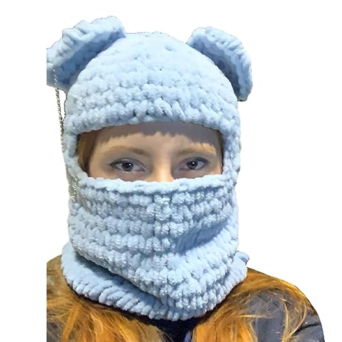 Jiqoe Bärenhut Halloween Kopfbedecke Für Freien Gestrickte Panda Ohren Chenille Garn Große Gestrickte Ohren Winter von Jiqoe