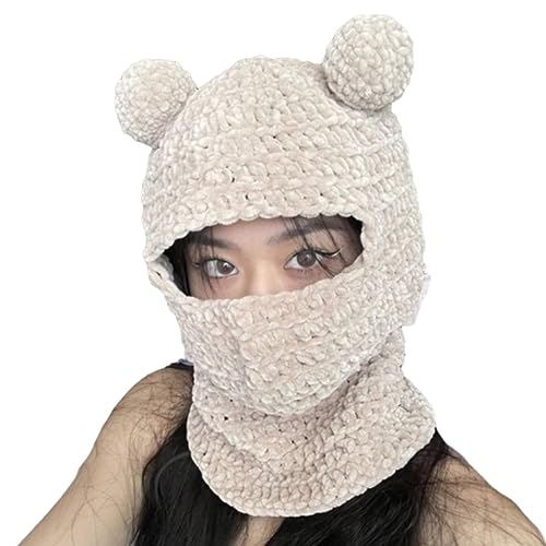 Jiqoe Bärenhut Halloween Kopfbedecke Für Freien Gestrickte Panda Ohren Chenille Garn Große Gestrickte Ohren Winter von Jiqoe