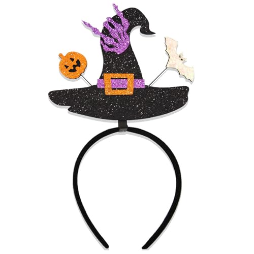 Jiqoe Halloween Kostüm Stirnband Glitzernde Bühnenkopfbedeckung Hexen Halloween Party Requisiten Hexenhut Stirnband von Jiqoe