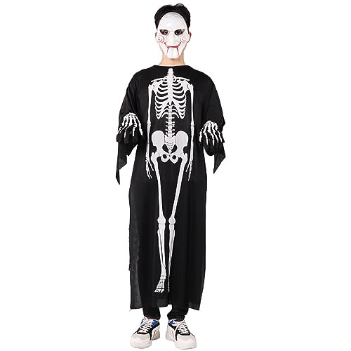 Jiqoe Halloween Kostüm Teenager Rollenspiel Knochen Erwachsene Party Cosplay Body Skelett Kostüm von Jiqoe