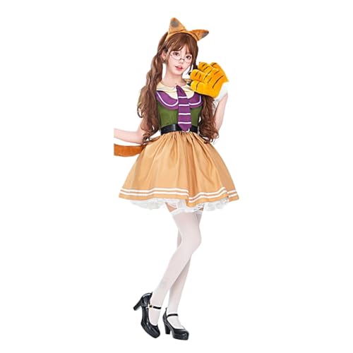 Jiqoe Kleider Damen Sommer, Halloween Katze Tier Cosplay Outfit für Frauen Anime Kurzarm Filmkleid Karneval Partykleid Bühnenkostüm von Jiqoe