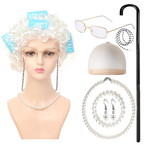 Jiqoe Kostümset Mädchen 100 Schultage Kostüm Outfit Halloween Dress Up Glasses Dress Up von Jiqoe