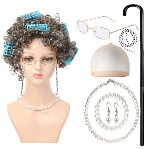 Jiqoe Kostümset Mädchen 100 Schultage Kostüm Outfit Halloween Dress Up Glasses Dress Up von Jiqoe