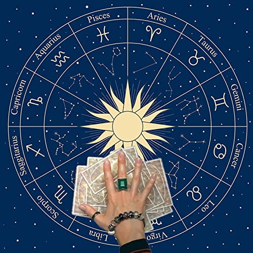 Jiqoe Tarot Karten Tischdecke Quadratisch Weissagungen Wandteppich 12 Sternbilder Tischdecke Astrologie Tischset Hexerei Zubehör von Jiqoe