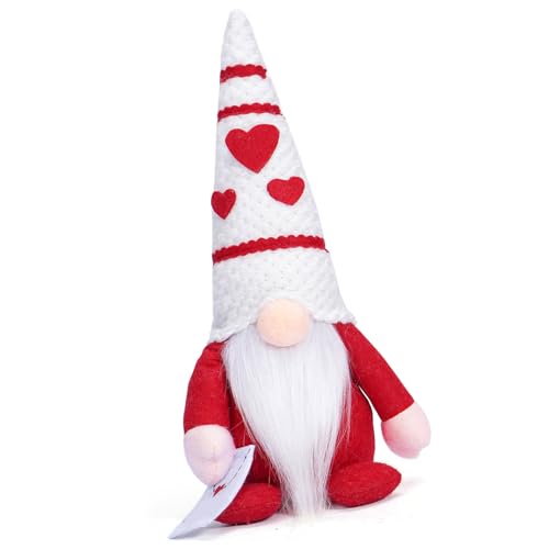 Jiqoe Valentinstag Zwerge Plüschpuppen Mit Herzhut Gefüllt Skandinavische Zwerge Elfen Figur Spielzeug Ornament Für Paare Geschenk von Jiqoe