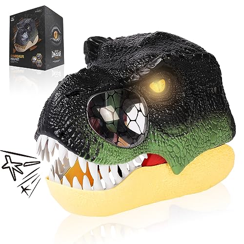 Jirmerp Dinosaurier-Maske, bewegliche Kieferdekoration der Dino-Maske, die Augen funkeln und brüllende Geräusche Halloween Dinosaurier Maske Cosplay Party von Jirmerp