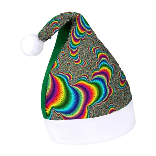 JiuPopular Pailletten-Weihnachtsmütze für Erwachsene, psychedelischer Trippy-Regenbogenhut für verschiedene Feiertagspartys von JiuPopular