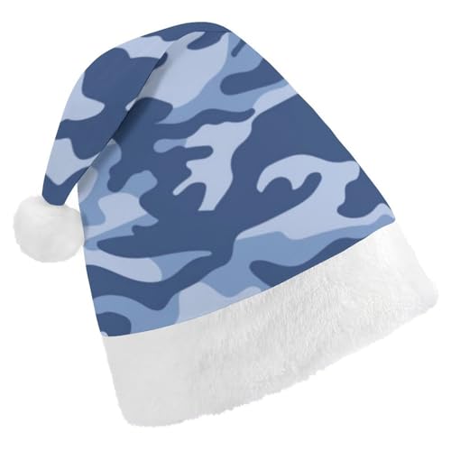 JiuPopular Weihnachtsmütze, blauer Camouflage-Hut für verschiedene Feiertagspartys von JiuPopular