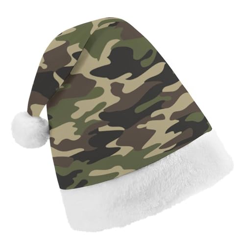 JiuPopular Weihnachtsmütze, grüner Camouflage-Druck, Hut für verschiedene Feiertagspartys von JiuPopular