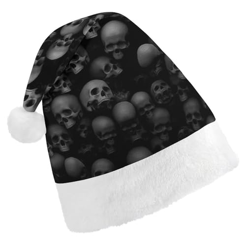 JiuPopular Weihnachtsmütze, schwarzer Totenkopf-Hut für verschiedene Feiertagspartys von JiuPopular