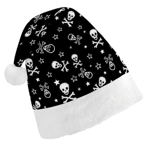 JiuPopular Weihnachtsmütze für Erwachsene, Totenkopf und gekreuzte Knochen, Hut für verschiedene Feiertagspartys von JiuPopular