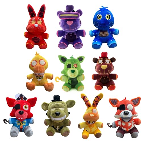 10pcs/Set FNAF Plush Figure Five Nights Game Soft Plushies Doll Sister Location Foxy Figure Stuffed Hug Pillow, Home Sofa Car Seats Decoration Christmas New Year Birthday Gift von Jiumaocleu