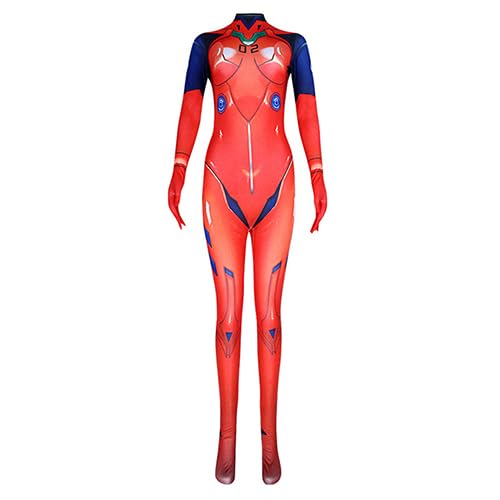 Asuka Langley Soryu Cosplay Kostüm Damen Jumpsuit Overall Anime Cosplay Bodysuit Einteiliger Catsuit Karneval Party Bühnenauftritt Kleid Geschenke für Fans von Jiumaocleu