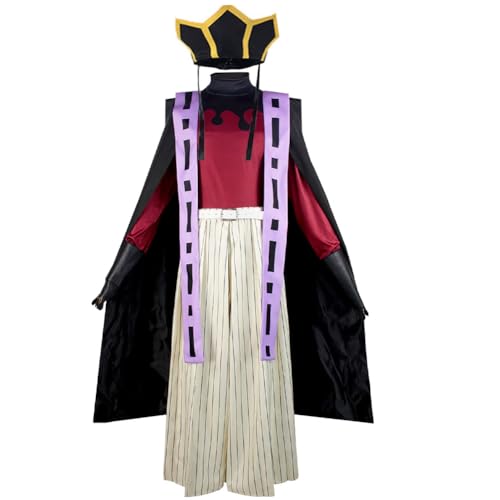 Douma Cosplay Kostüm Outfit Anime Douma Uniform Umhang Jacke Komplettes Set von Verkleidung Anzug mit Kopfschmuck Perücke Hut Fan für Halloween Karneval Party von Jiumaocleu