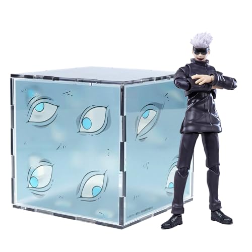 Gojo Satoru Actionfigur mit Prison Realm Box, Anime Figur Gojo Satoru Figur Statue Modell, Gesicht wechselbare, bewegliche Figur, handgefertigt Sammlerstück Spielzeug Desktop Dekoration von Jiumaocleu