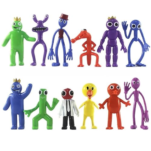 12 Stück Rainbow Friends Figuren Statue - Cartoon Anime Regenbogen Freunde Figuren Modell Kuchendekoration 6.3–11.4cm Puppen Spielzeugfigur, Sammlerstücke Schreibtisch Dekoration für Fans von Jiumaocleu