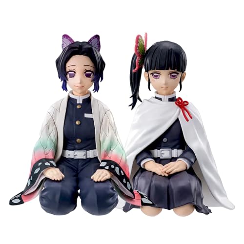 Jiumaocleu 2 Stück Kochou Shinobu und Tsuyuri Kanao Figur, 10cm Kniende Pose Mini Anime Figur Nudelstopper Skulptur Handgemachte sammelbare Desktop Figur Geschenke für Fans von Jiumaocleu