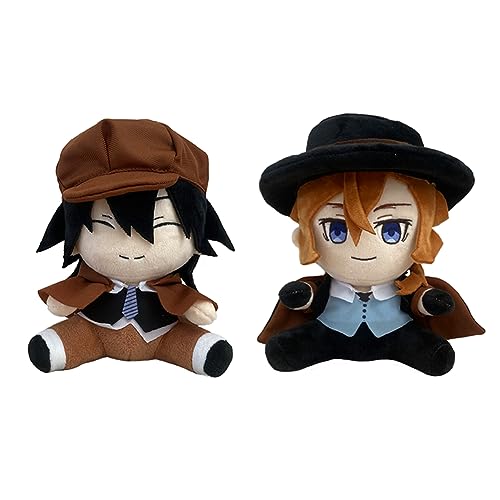 Jiumaocleu 2PCS Bungo Stray Dogs Soft Figure Nakahara Chuuya and Ranpo Edogawa Throw Pillow Anime BSD Figure Soft Hug Pillow Home Sofa Decoration von Jiumaocleu