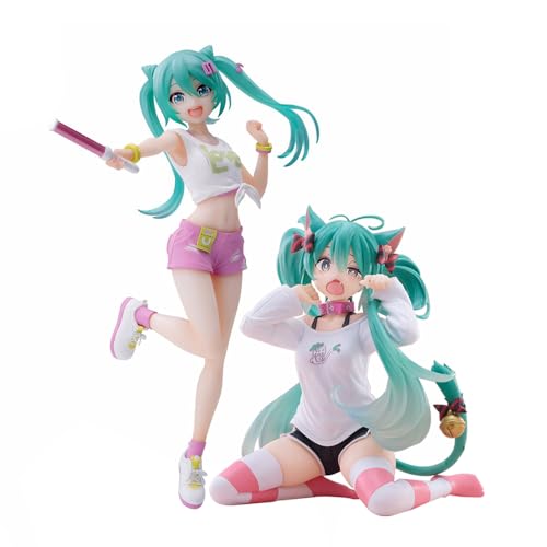 Jiumaocleu 2pcs Miku Figur Statue, Miku Actionfigur Anime Nudelstopper Miku Figur Original, Miku Merch Handgemachtes Sammlerstück Desktop Dekoration Geschenke für Fans von Jiumaocleu