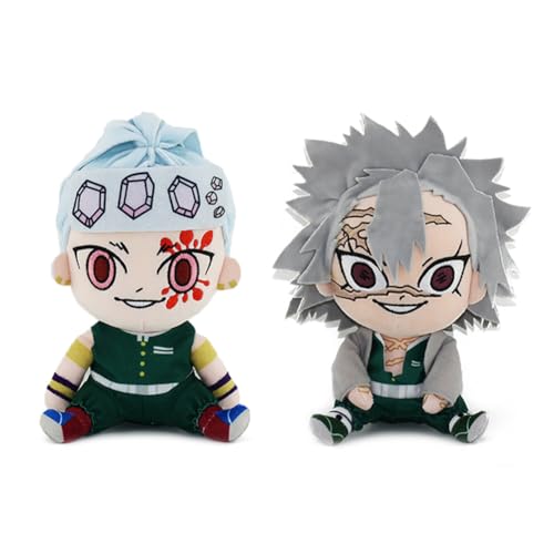 Jiumaocleu 2pcs Uzui Tengen und Shinazugawa Sanemi Weiche Figur Kopfkissen, 20cm Anime Figur Wurfkissen Umarmungs Kissen Fans Sammlung, Niedliches Dekokissen für Sofa Heimdekoration von Jiumaocleu