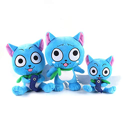 Jiumaocleu 3PCS Anime Fairy Tail Plüschtier Blau Happy Plüschpuppe Doll Weich Stoffpuppe Plüschtier, Plüsch Dekokissen Plüschtiere, Cartoon Plüsch Spielzeug Geschenke für Kinder von Jiumaocleu