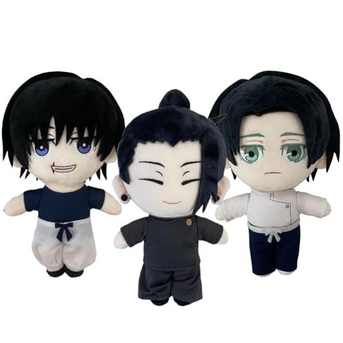 Jiumaocleu 3pcs Fushiguro Toji & Okkotsu Yūta & Getō Suguru Plüsch Puppe Weich Figur, Anime Figur Plüsch Kopfkissen Spielzeug Kissen Sofa Dekoration für Fans von Jiumaocleu