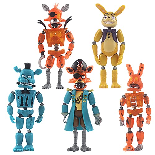 Jiumaocleu 5PCS Five Nights Game Figur 16cm FNAF Actionfigur leuchtender Bär Foxy Sister Location Funtime Horror Figur Modell Handgefertigtes Sammlerstück Geschenke für Kinder von Jiumaocleu