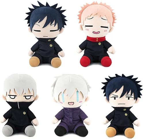 Jiumaocleu 5PCS JJK Plüsch Gojo Satoru Plush Puppe Weich Figur, 23cm Anime JJK Plüschtier Itadori Yuji Plüschfigur Kopfkissen Kissen Sofa Dekoration Geschenk von Jiumaocleu