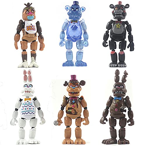 Jiumaocleu 6PCS Five Nights Game Figur 15cm FNAF Actionfigur leuchtender Bär Foxy Sister Location Funtime Horror Figur Modell Handgefertigtes Sammlerstück Geschenke für Kinder von Jiumaocleu