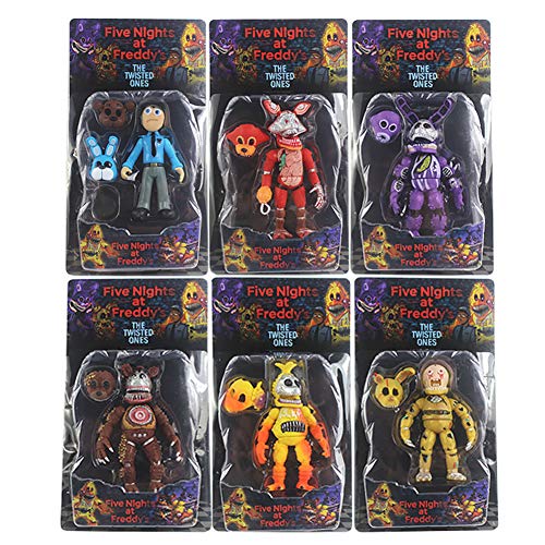 Jiumaocleu 6PCS Five Nights Game Figur FNAF Actionfigur leuchtender Bär Foxy Sister Location Funtime Horror Figur Modell Handgefertigtes Sammlerstück Geschenke für Kinder von Jiumaocleu