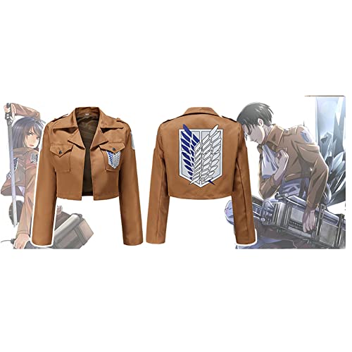 Jiumaocleu Anime Cosplay Jacke, Eren Jaeger, Mikasa, Levi Cosplay Umhang Umhang Jacke Scouting Legion Freiheit Cosplay Kostüm Kleidung Unisex von Jiumaocleu