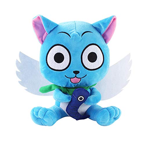 Jiumaocleu Anime Fairy Tail Plüschtier Blau Happy Plüschpuppe Doll Weich Stoffpuppe Plüschtier, Plüsch Dekokissen Plüschtiere, Cartoon Plüsch Spielzeug Geschenke für Kinder von Jiumaocleu